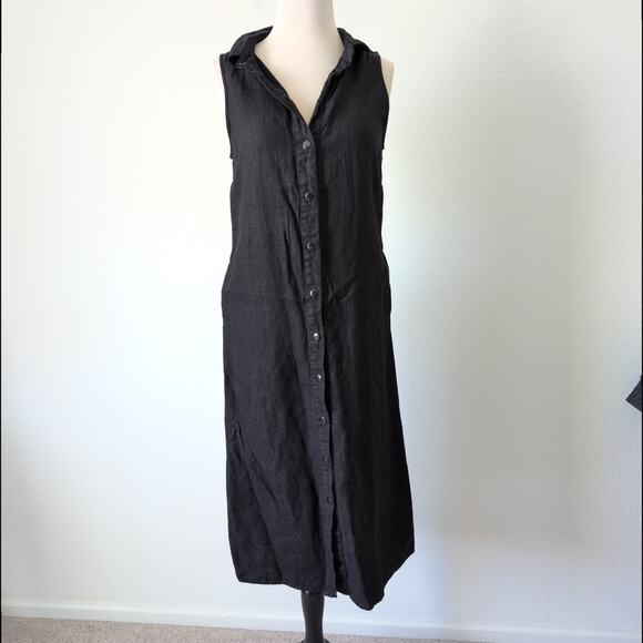 Enza Costa Dress Womens Small? Linen Button Down Midi Capsule Menocore Lagenlook - Picture 5 of 8